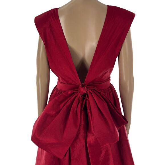 For Love & Lemons Red Rose Taffeta Bow Mini Dress - Picture 9 of 12